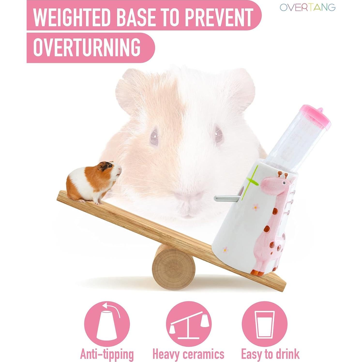 Botella de Agua Sin Goteo OVERTANG 125ml para Cobayas y Roedores