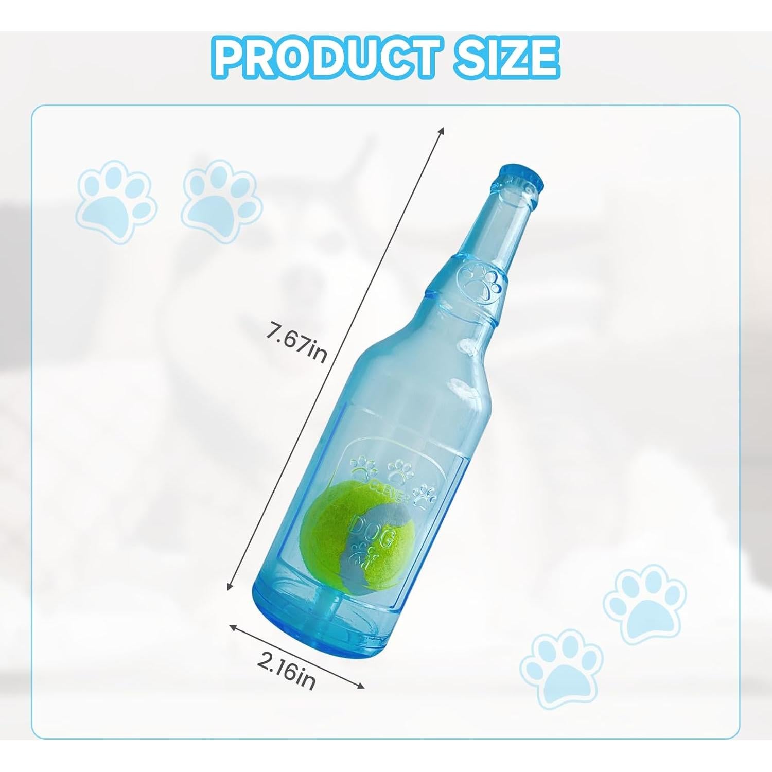 Juguete para Perros Qiuruoo Botella con Pelota Squeak Azul