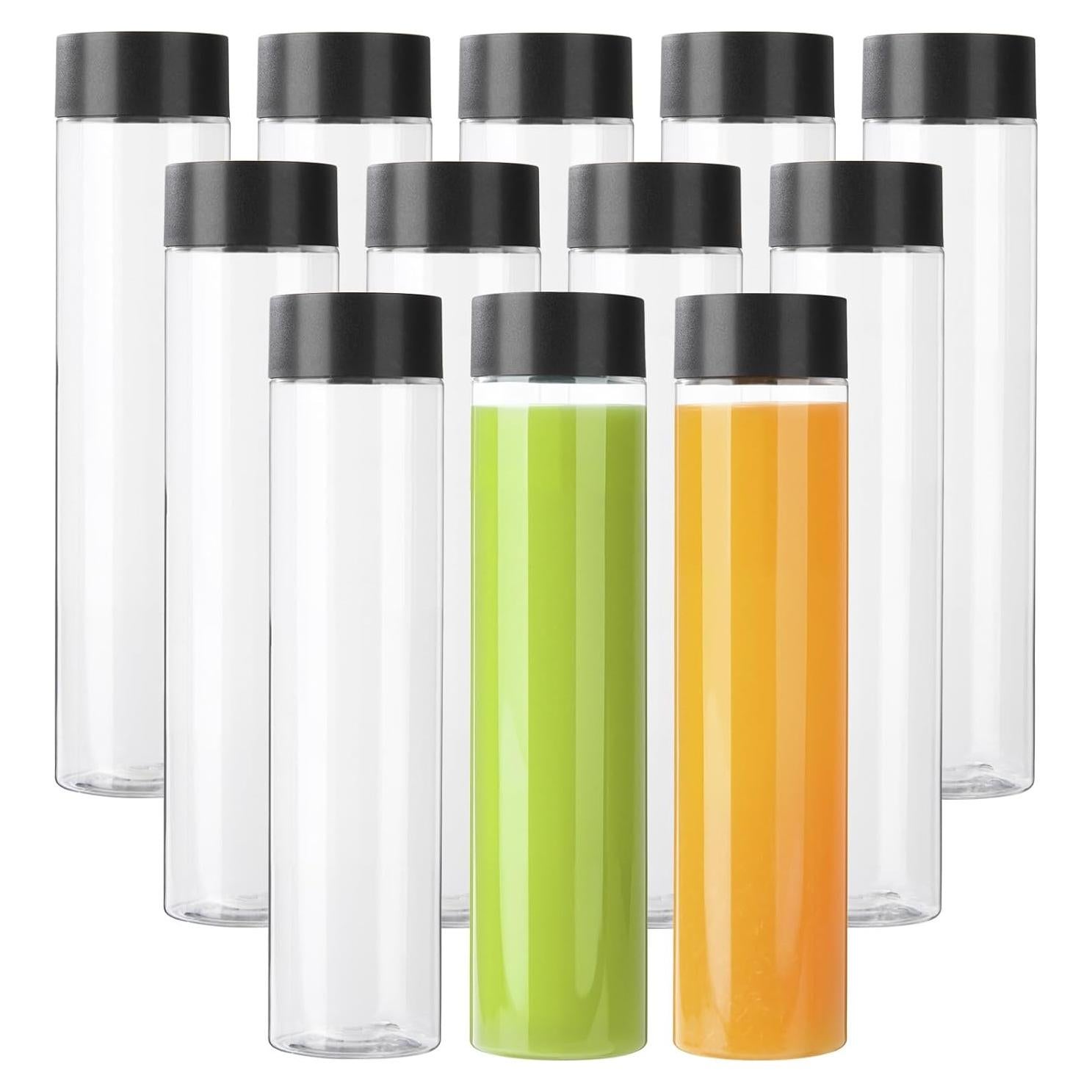 Paquete de 12 botellas de jugo PET 500 ml con tapa negra