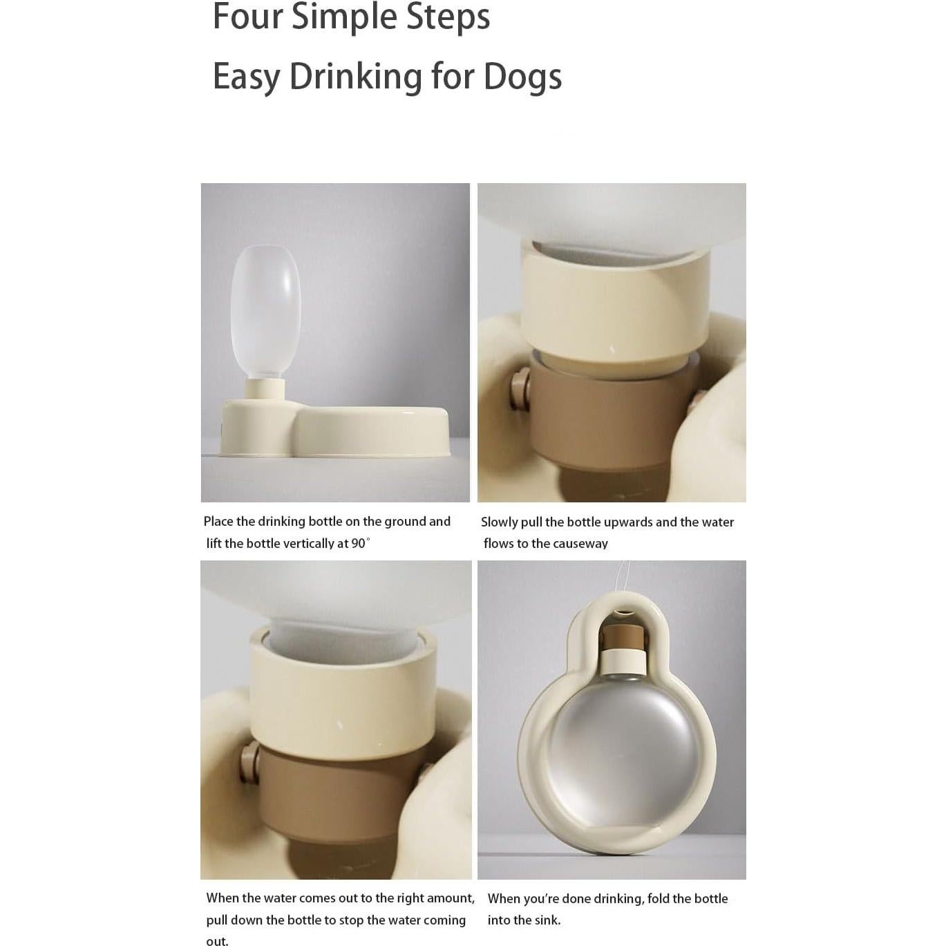 Botella de Agua Plegable para Perros Zlveuzjs 350 ml Beige