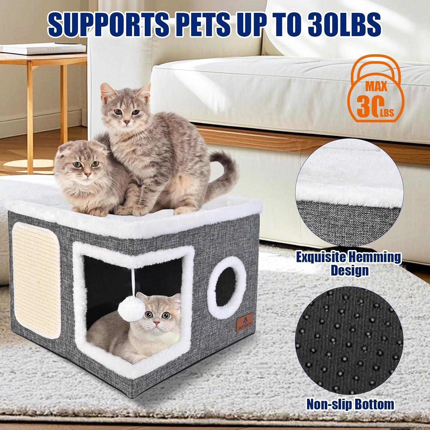 Cama para Gatos PETTDATE con Almohadilla y Cojín Reversible