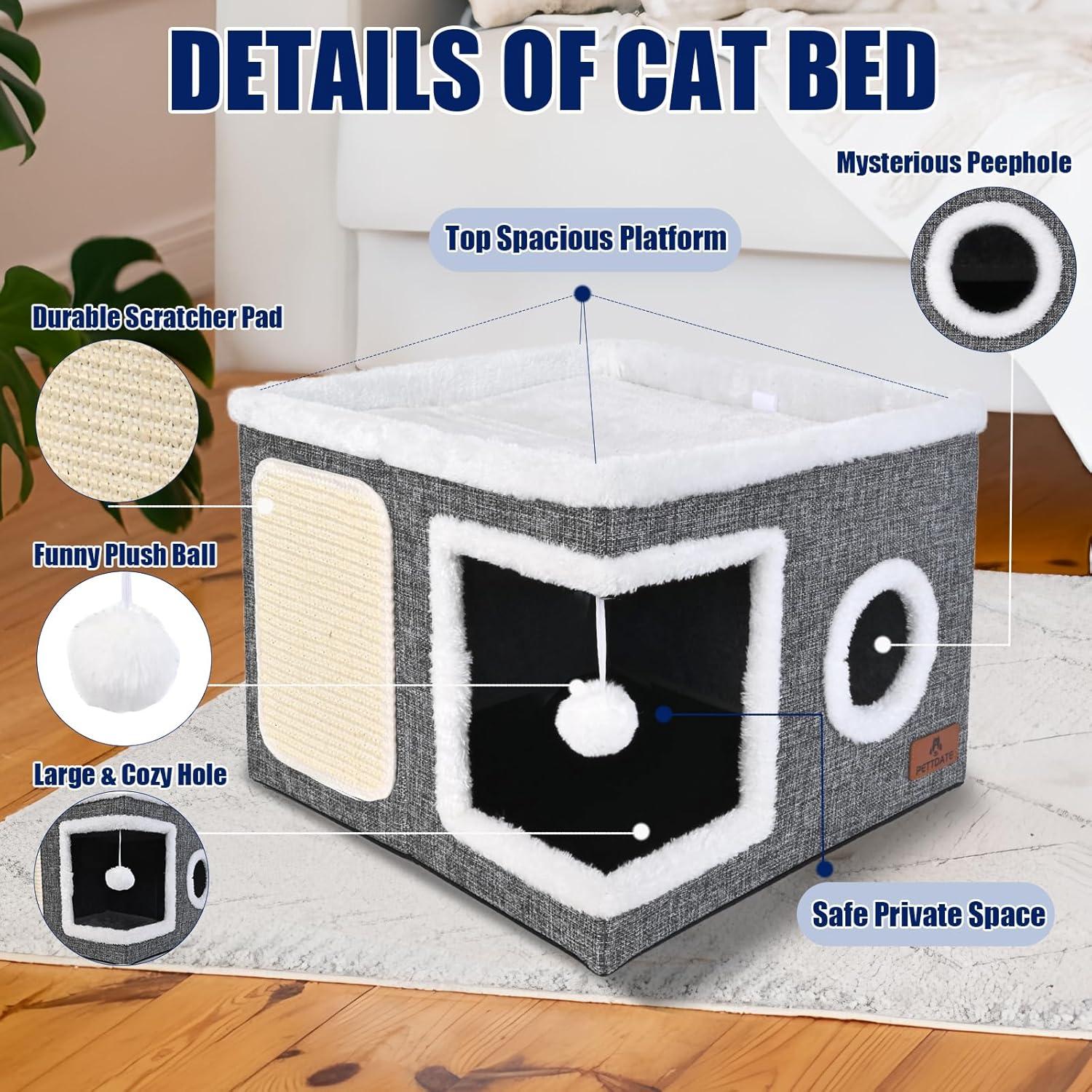 Cama para Gatos PETTDATE con Almohadilla y Cojín Reversible