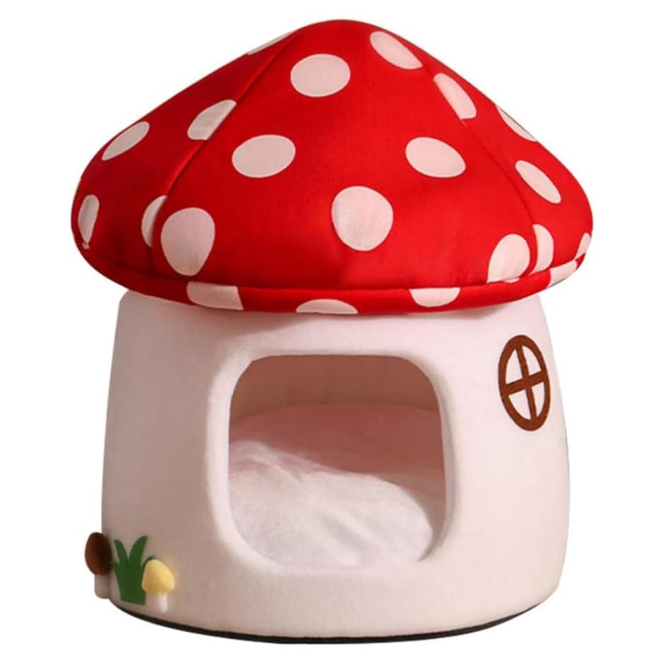 Casa para Gatos Gujuja Hongo Rojo Cama Semi-Cerrada 26cm