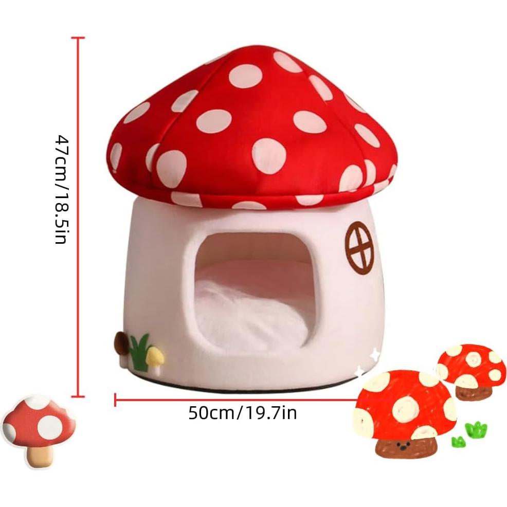 Casa para Gatos Gujuja Hongo Rojo Cama Semi-Cerrada 26cm