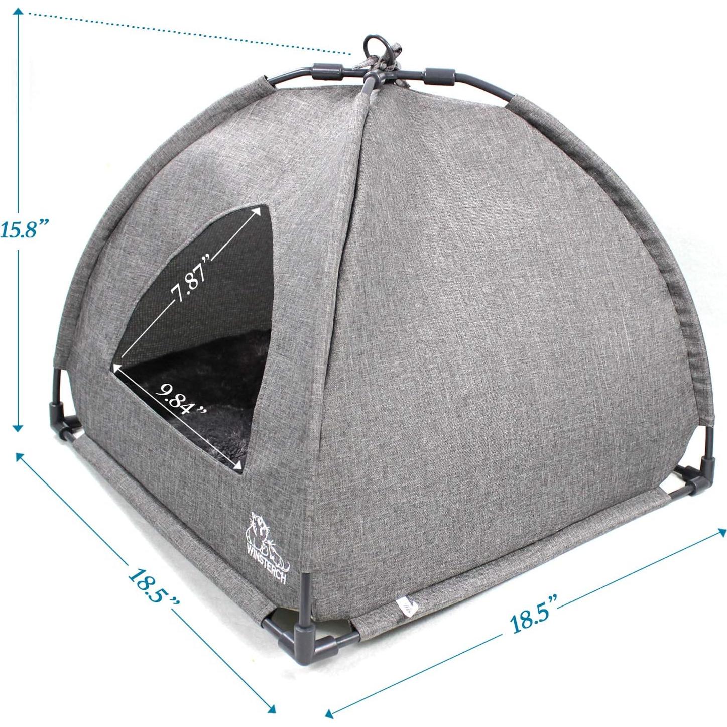 Cama Cueva para Gatos Winsterch Gris 46.99x46.99x40.13 cm