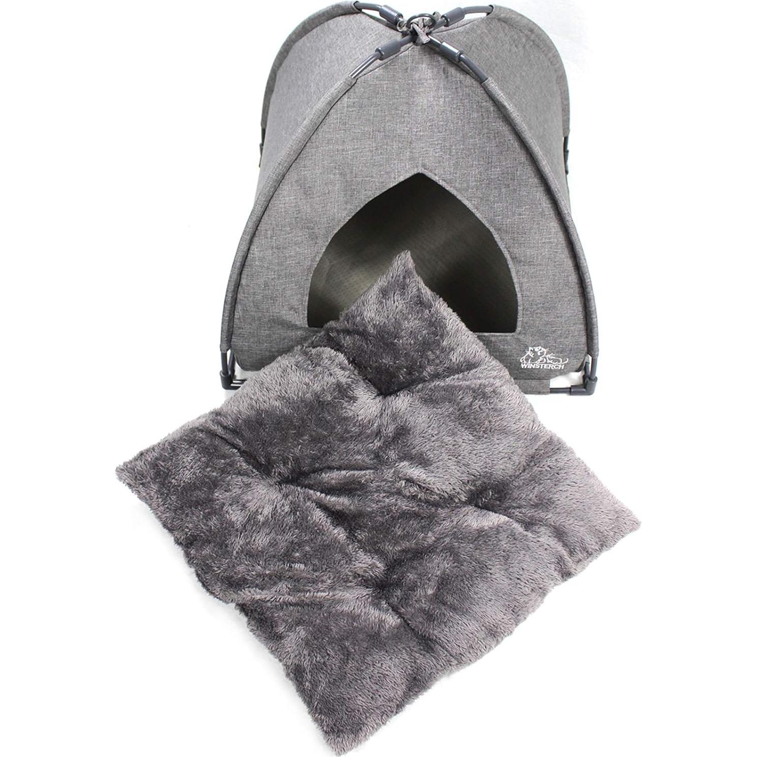 Cama Cueva para Gatos Winsterch Gris 46.99x46.99x40.13 cm