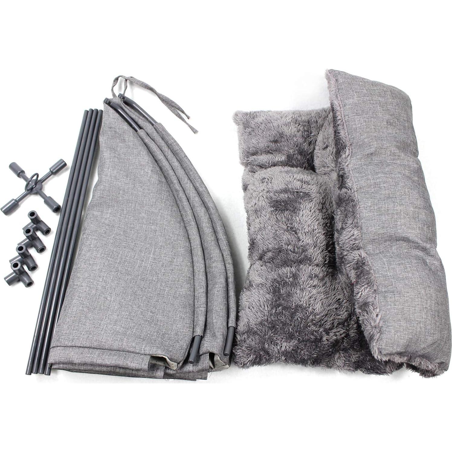 Cama Cueva para Gatos Winsterch Gris 46.99x46.99x40.13 cm