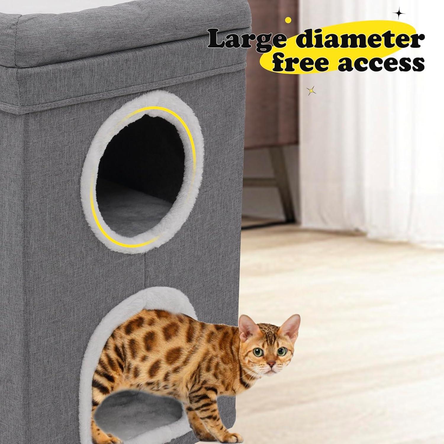 Casa para Gatos Siairo 3 Pisos con Rascador y Almohadilla 66 cm