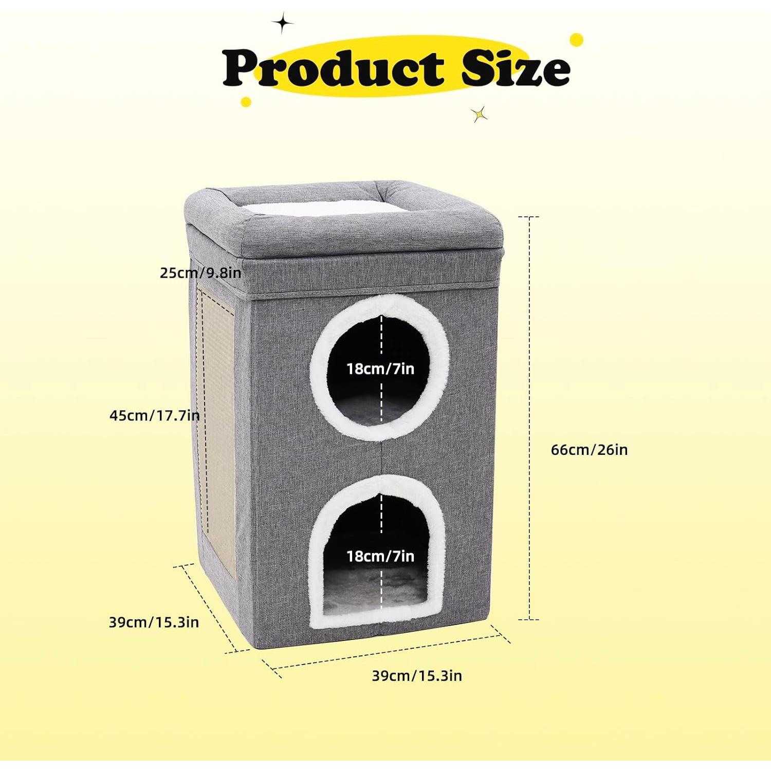 Casa para Gatos Siairo 3 Pisos con Rascador y Almohadilla 66 cm