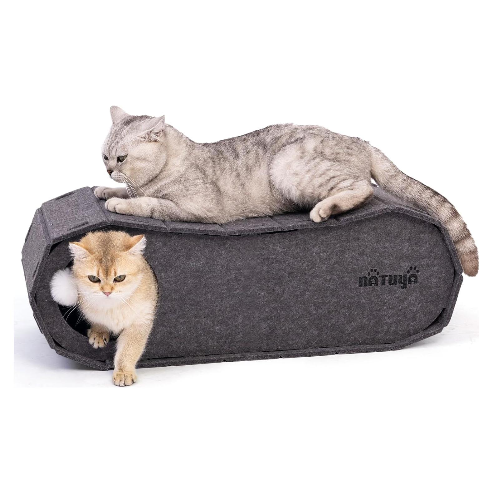 Cama Cueva Grande para Gatos NATUYA con Bola de Juguete
