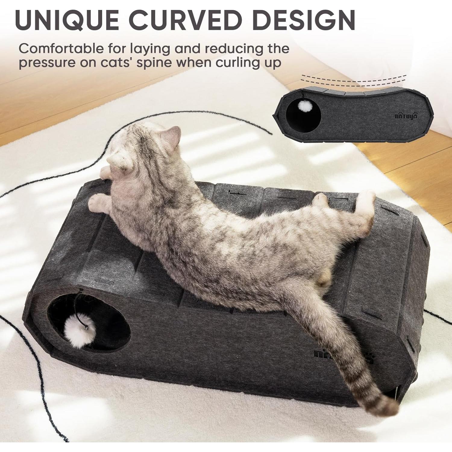 Cama Cueva Grande para Gatos NATUYA con Bola de Juguete