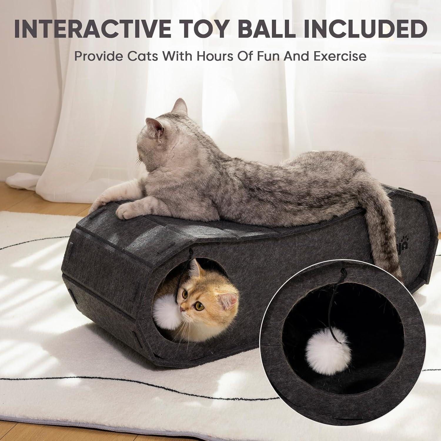 Cama Cueva Grande para Gatos NATUYA con Bola de Juguete