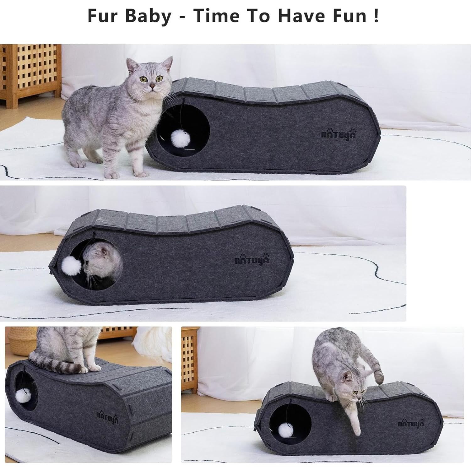 Cama Cueva Grande para Gatos NATUYA con Bola de Juguete