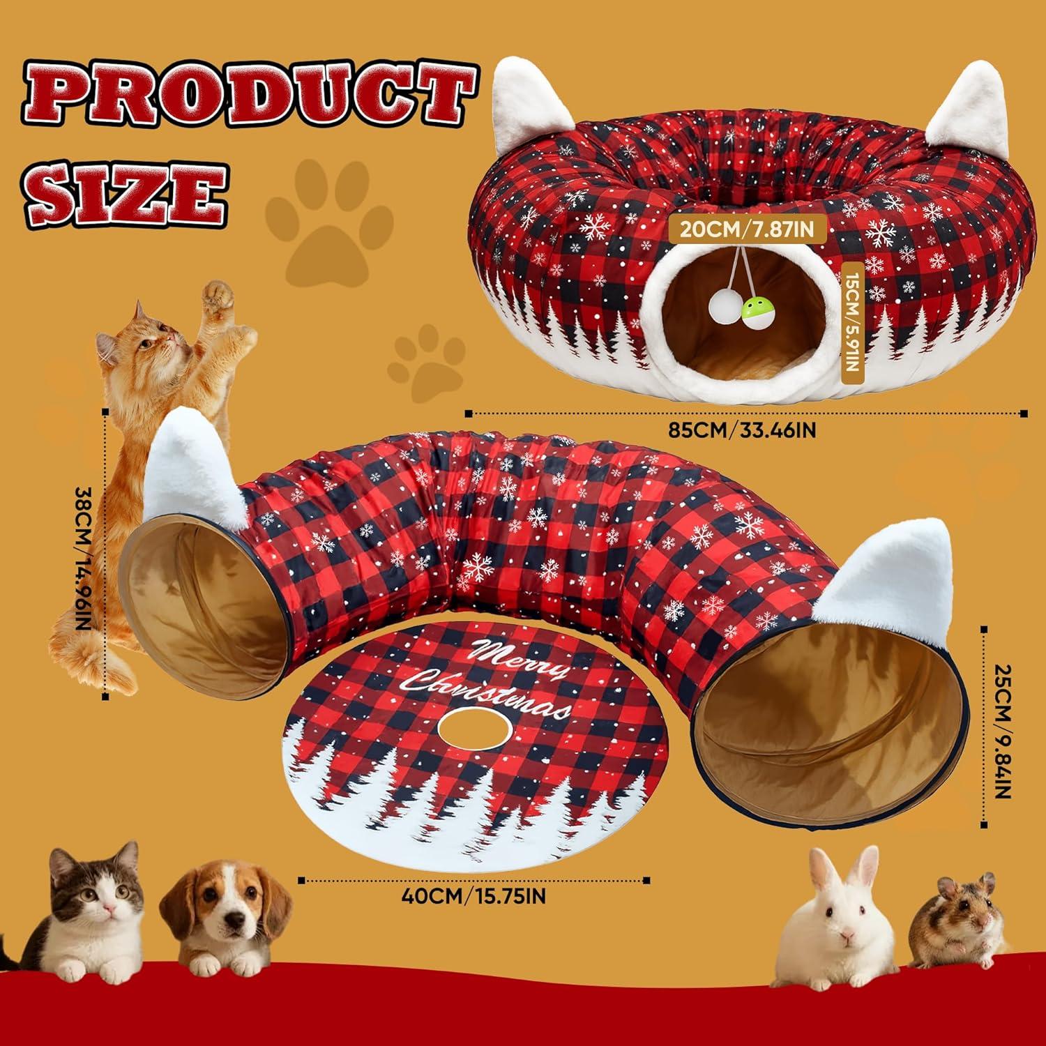 Túnel de Gato Navidad CORALMEE 84.9x60 cm con Juguete
