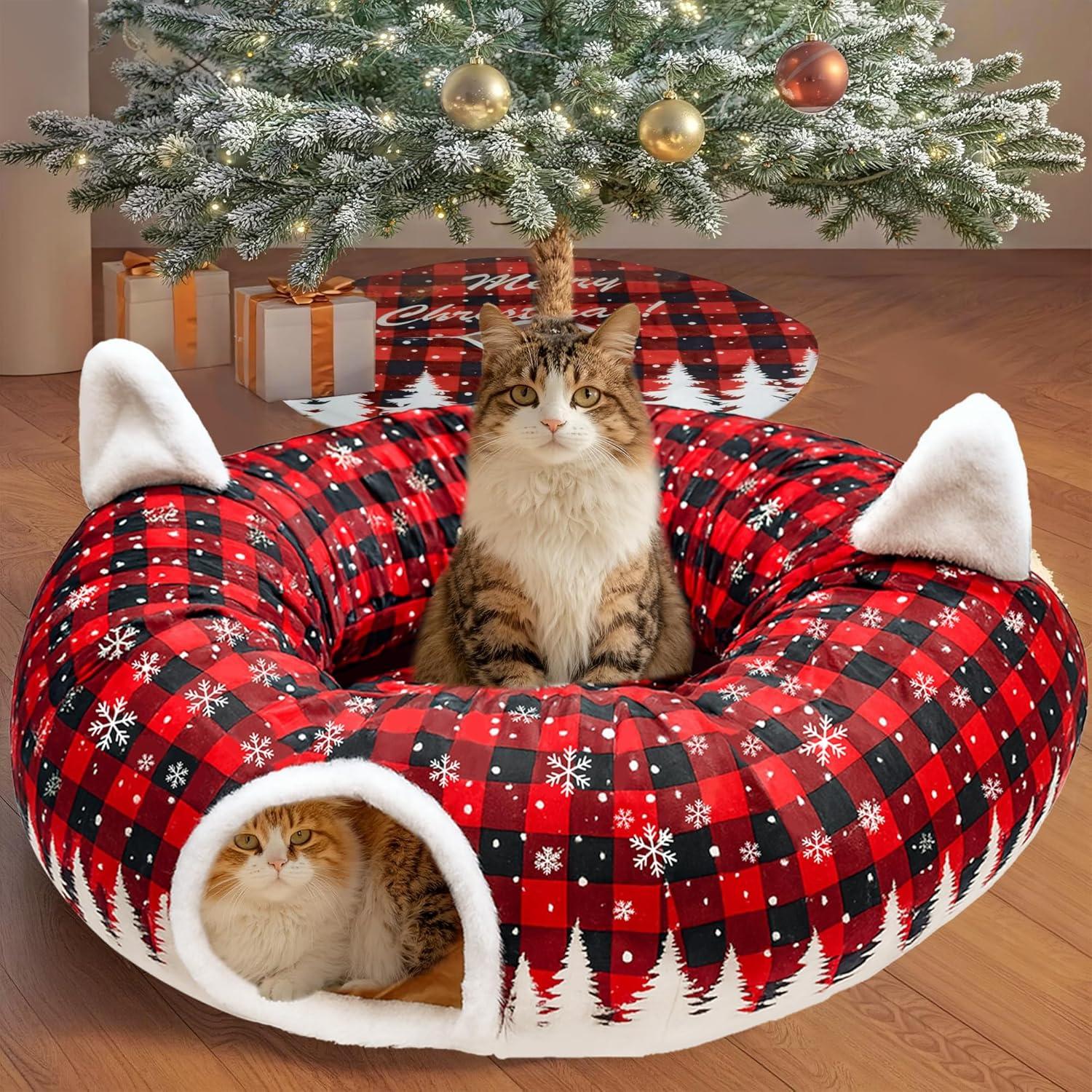 Túnel de Gato Navidad CORALMEE 84.9x60 cm con Juguete