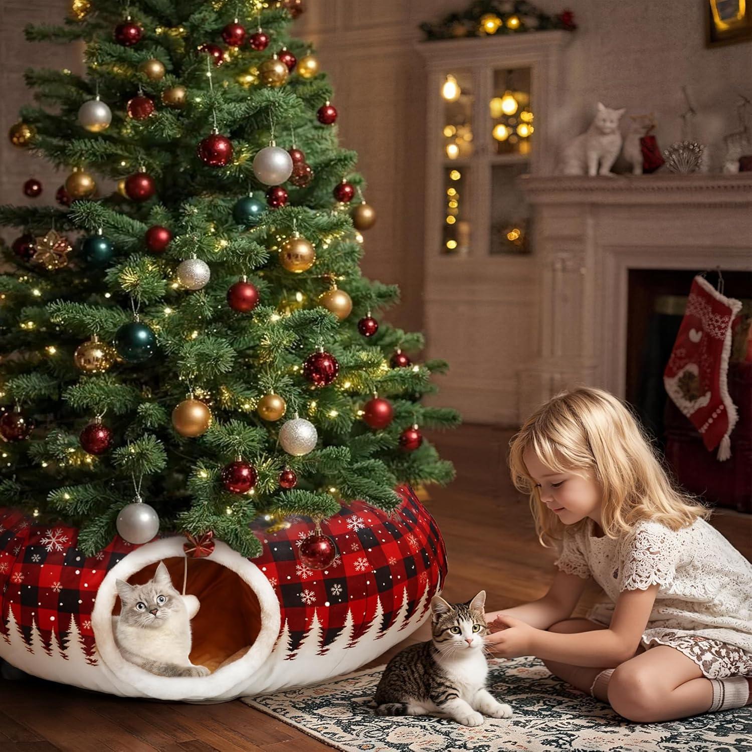 Túnel de Gato Navidad CORALMEE 84.9x60 cm con Juguete