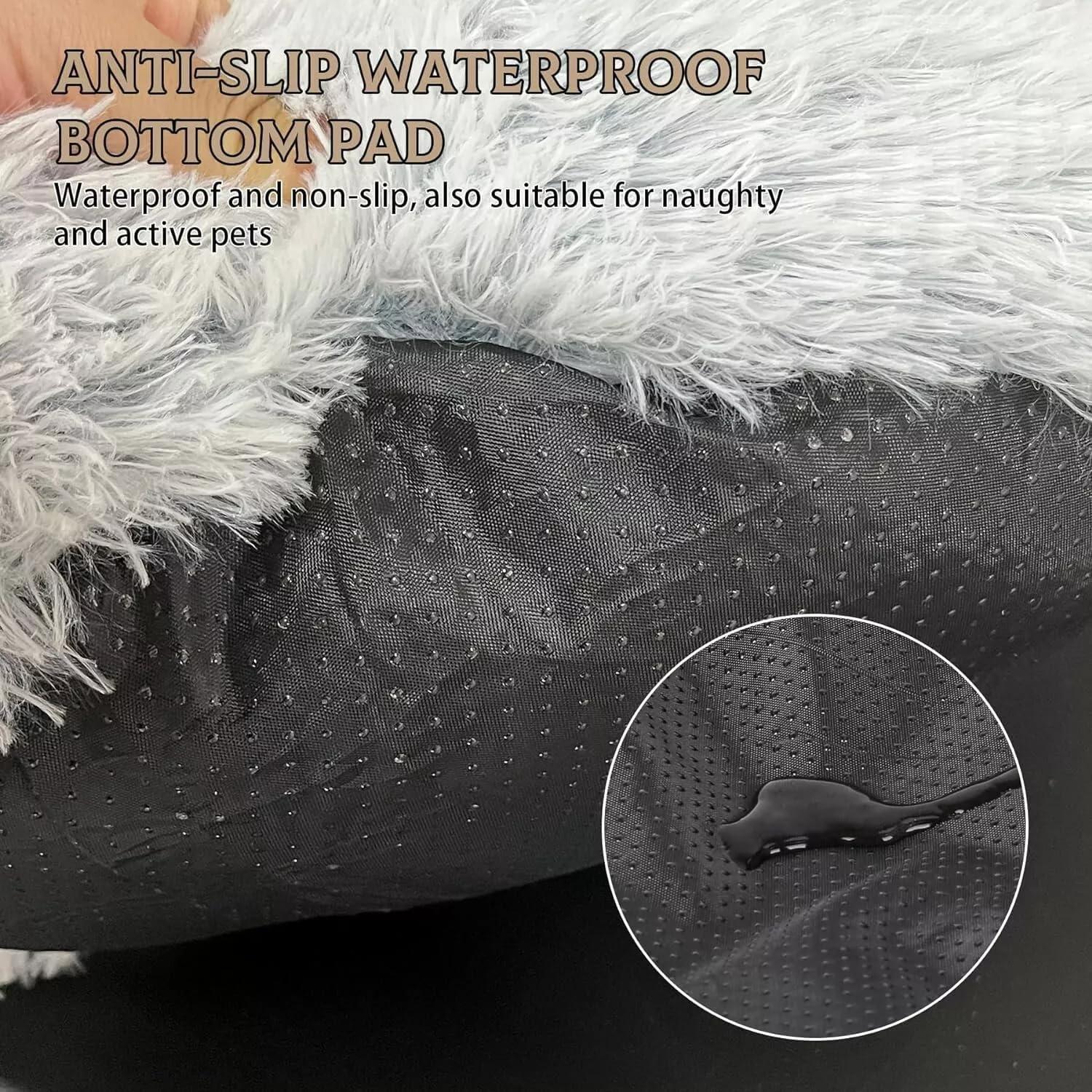 Cama para Gato Fluffy Mediana Gris con Capucha y Manta