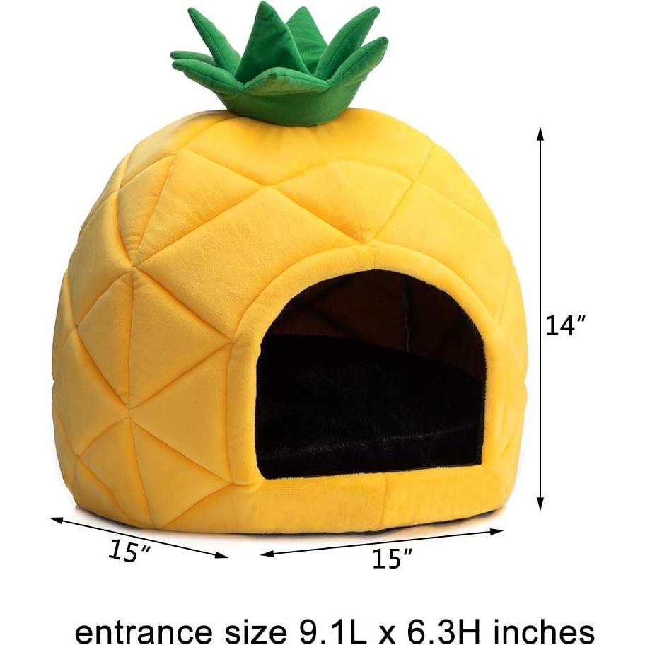 Cama para Mascotas Hollypet en Forma de Piña Amarilla 38x38 cm