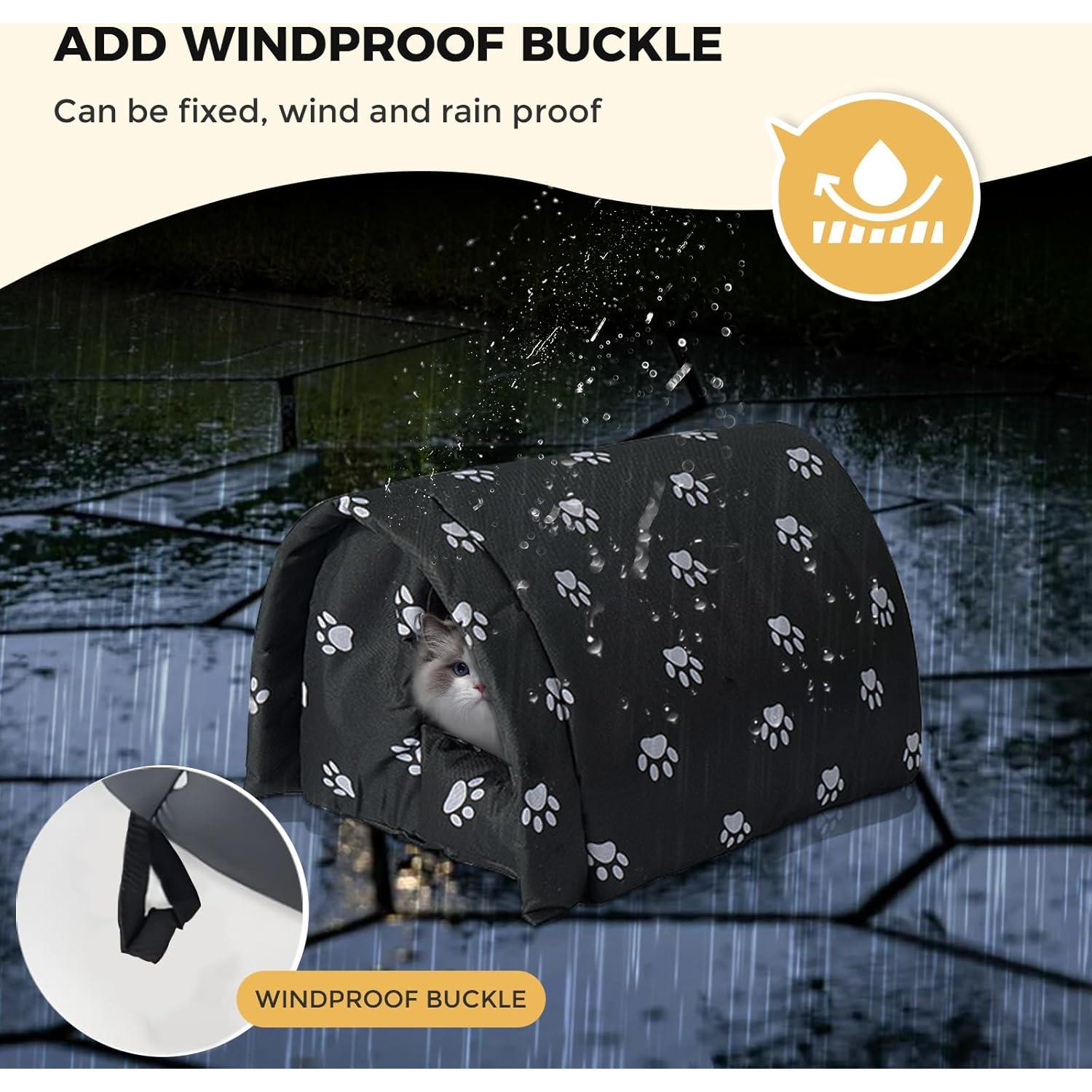 Casa para Gatos de Exterior QAVILFLY Impermeable Plegable 48x36cm