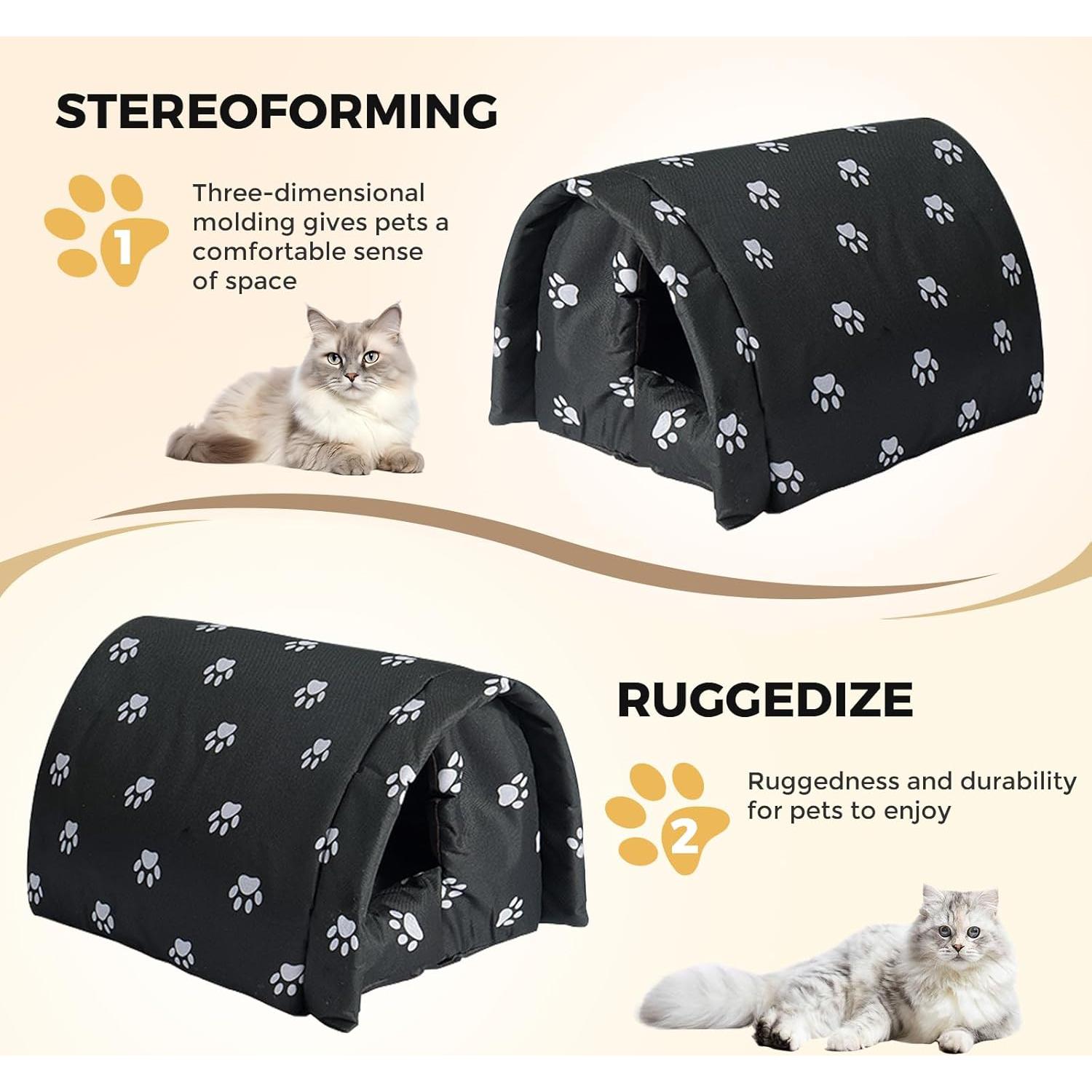 Casa para Gatos de Exterior QAVILFLY Impermeable Plegable 48x36cm