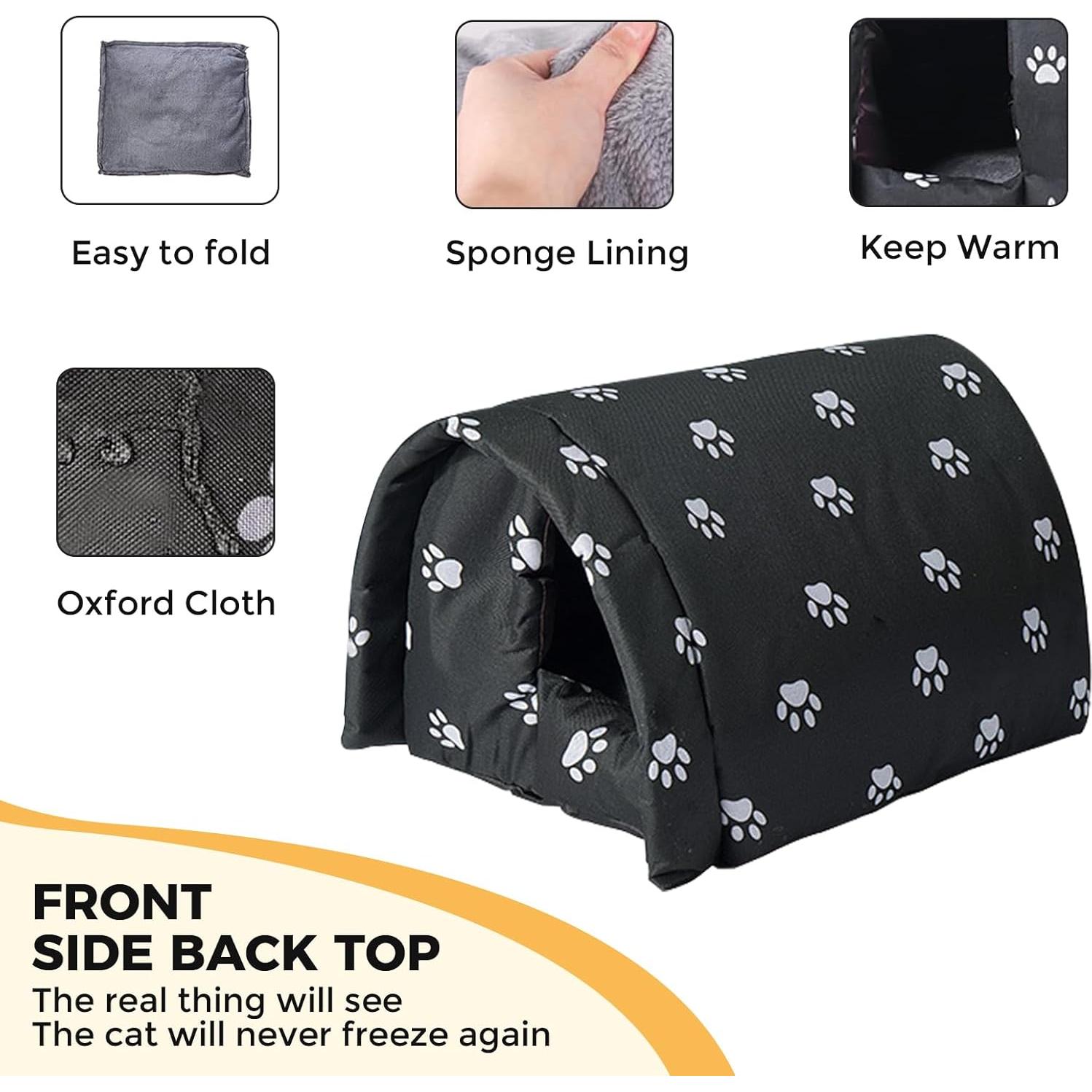 Casa para Gatos de Exterior QAVILFLY Impermeable Plegable 48x36cm