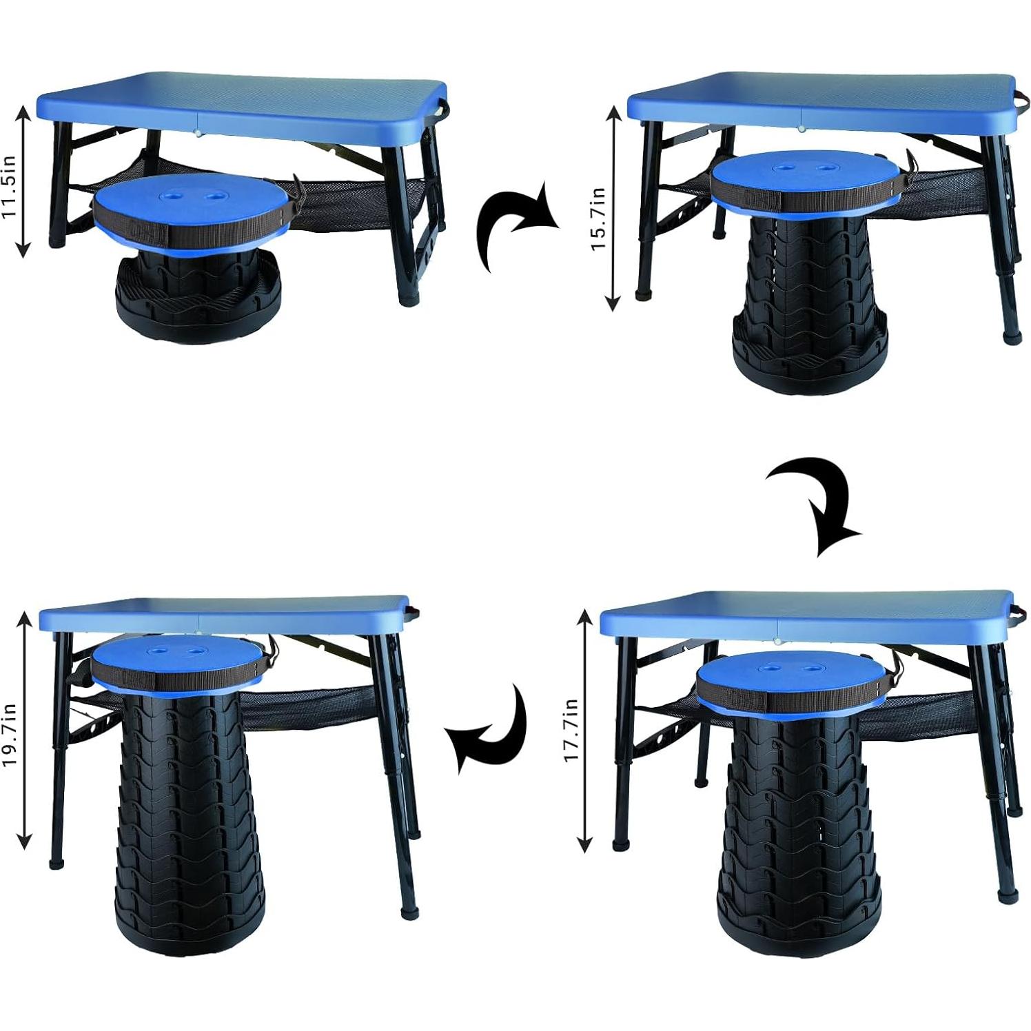 Mesa Plegable ZTMT 4 Pies con Taburete Ajustable