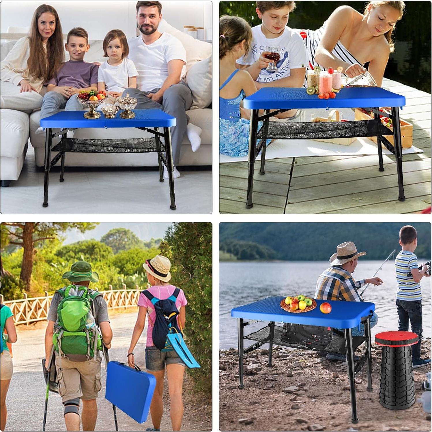 Mesa Plegable ZTMT 4 Pies con Taburete Ajustable