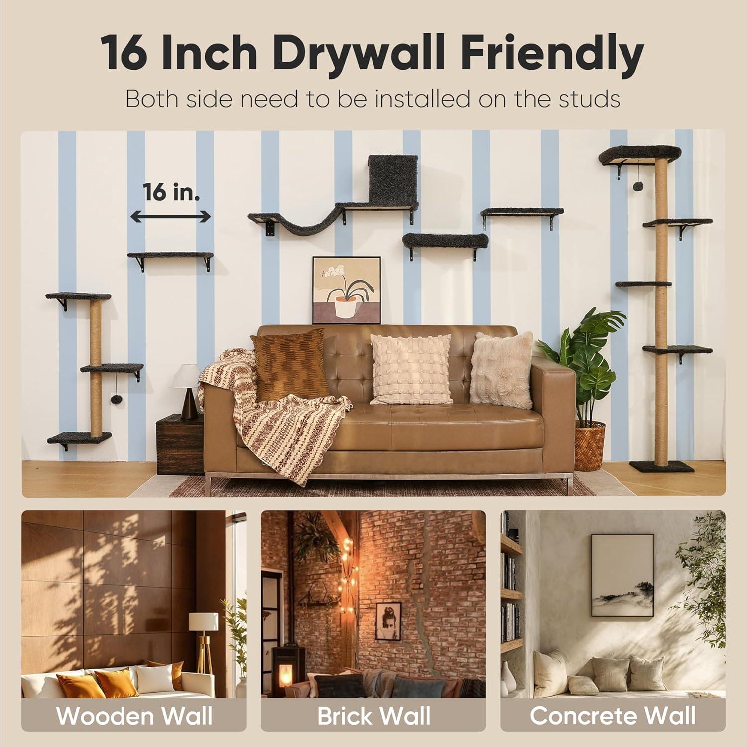 Estantes de Pared para Gatos FUKUMARU 4 en 1 Gris - Madera