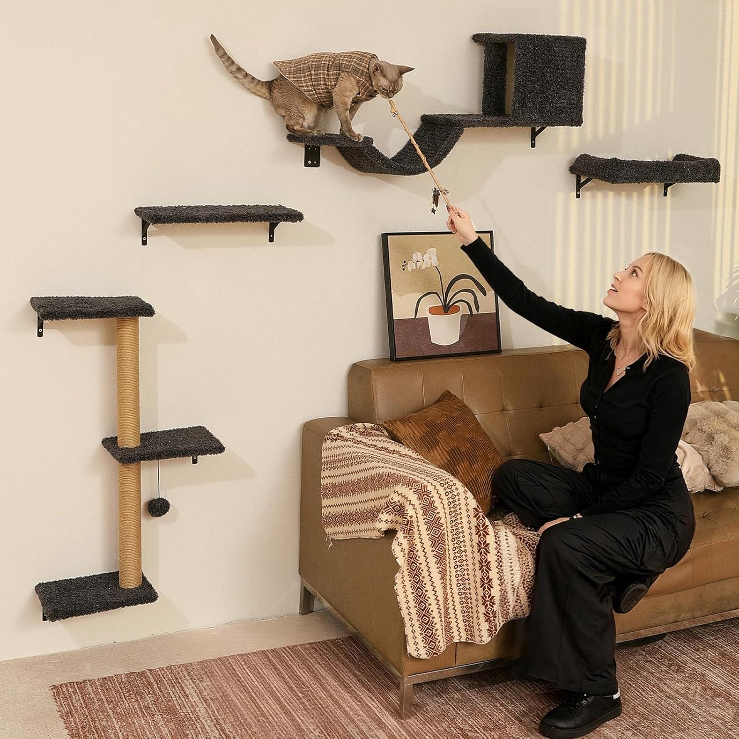 Estantes de Pared para Gatos FUKUMARU 4 en 1 Gris - Madera