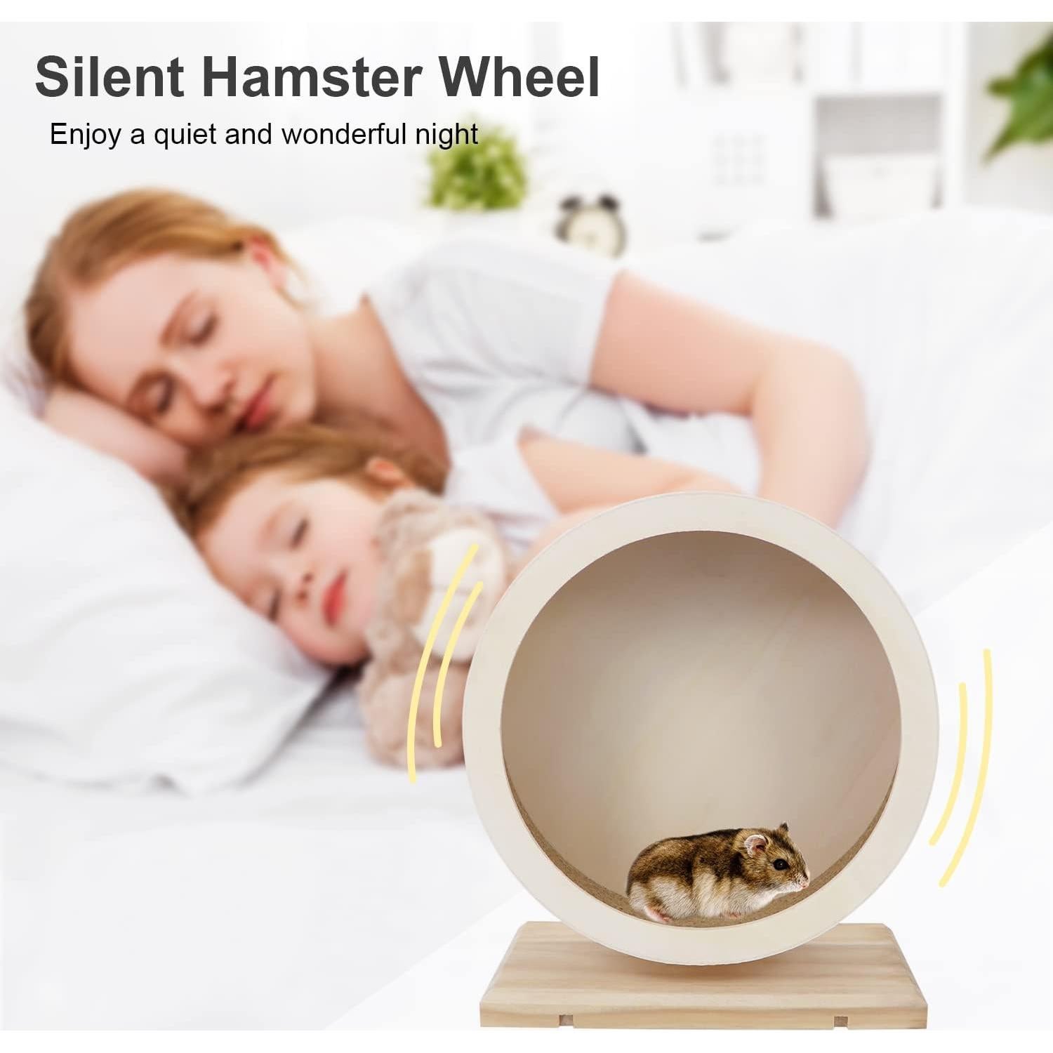 Rueda de Ejercicio para Hámster Wontee Madera Silenciosa 15.5cm