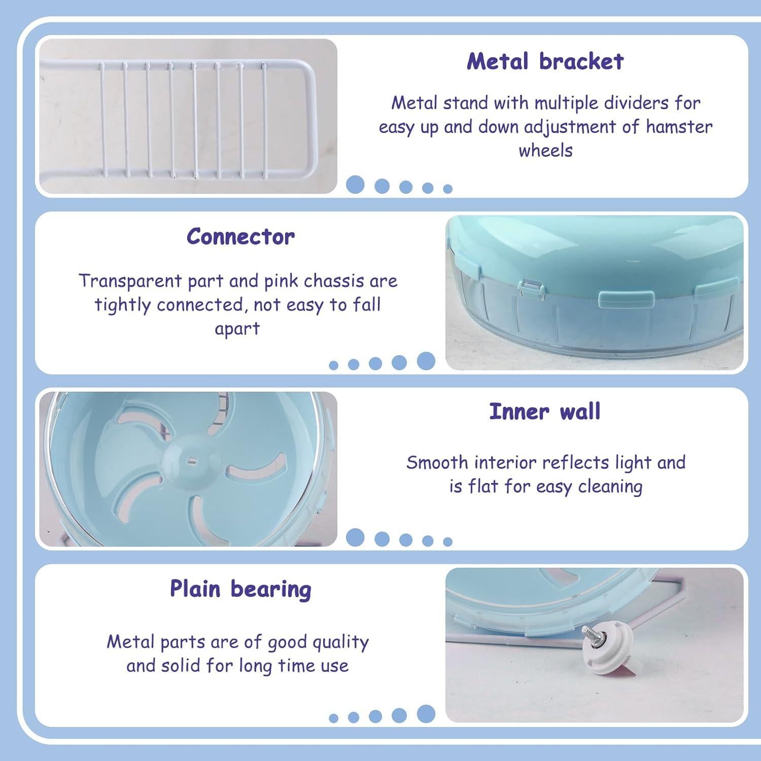 Rueda de Hámster Silenciosa Yitexin 21.5 cm Ajustable Azul