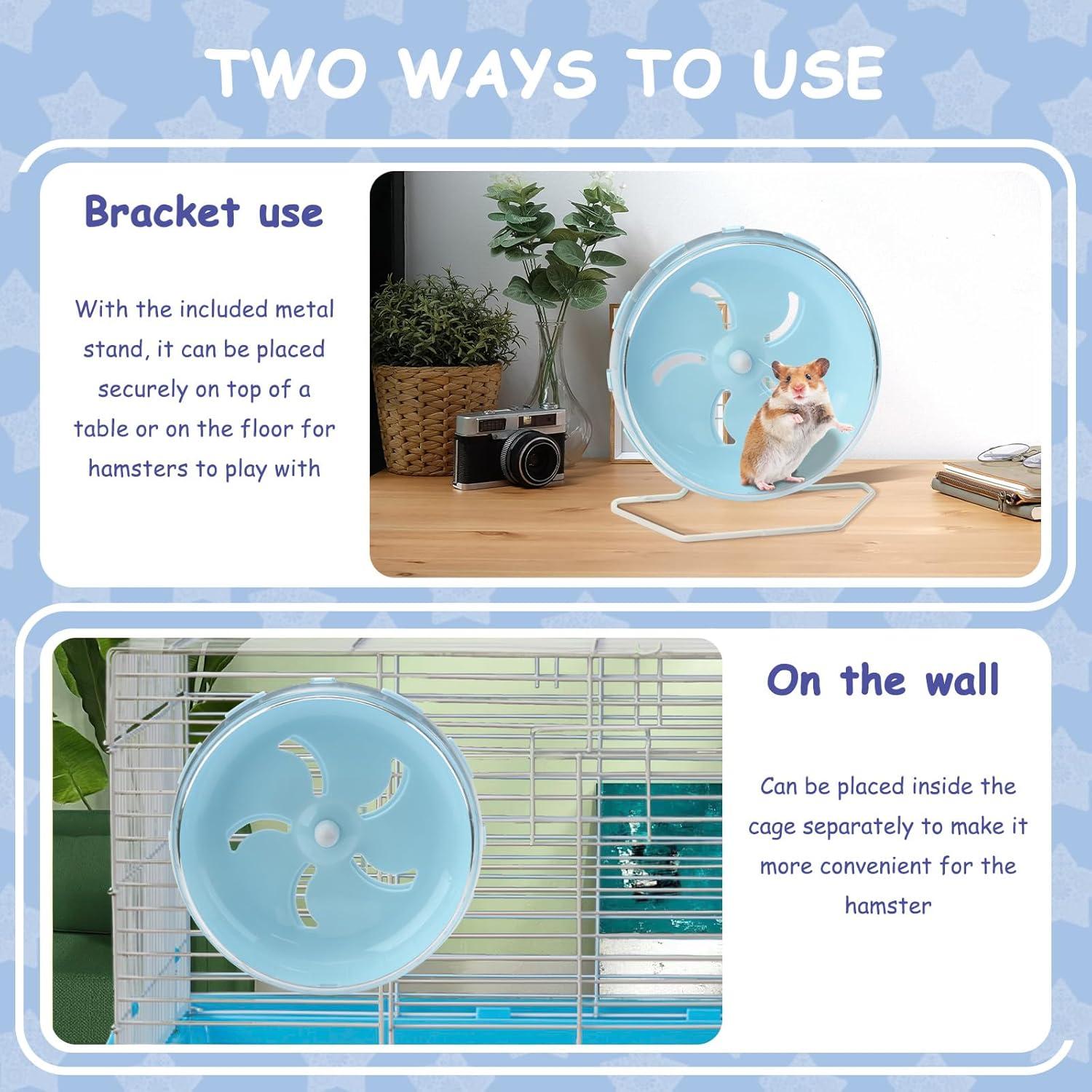 Rueda de Hámster Silenciosa Yitexin 21.5 cm Ajustable Azul