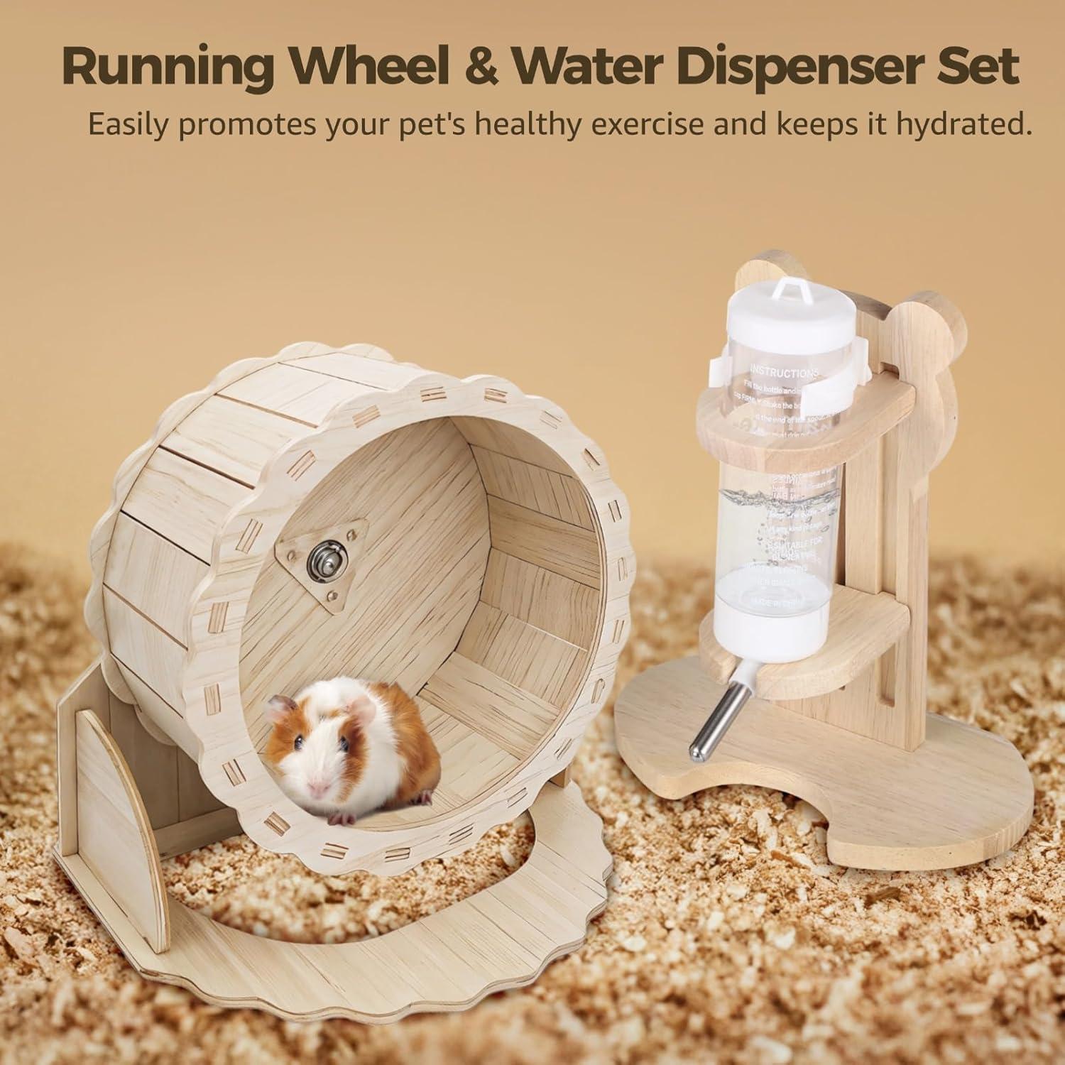 Juego de Rueda de Hámster y Botella de Agua OMISTAR 21.8 cm