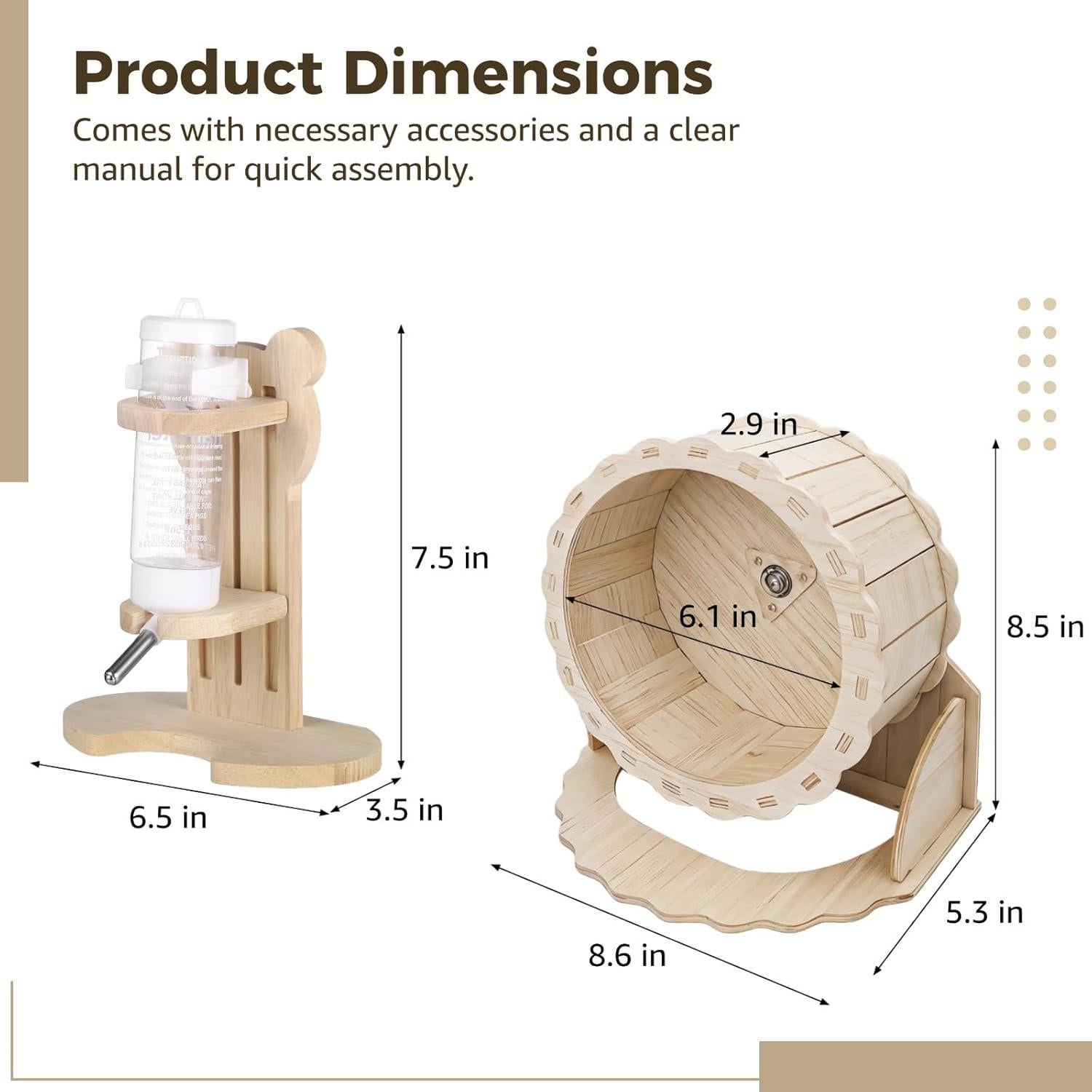 Juego de Rueda de Hámster y Botella de Agua OMISTAR 21.8 cm