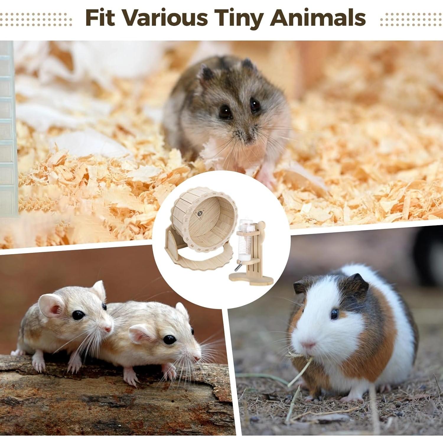 Juego de Rueda de Hámster y Botella de Agua OMISTAR 21.8 cm