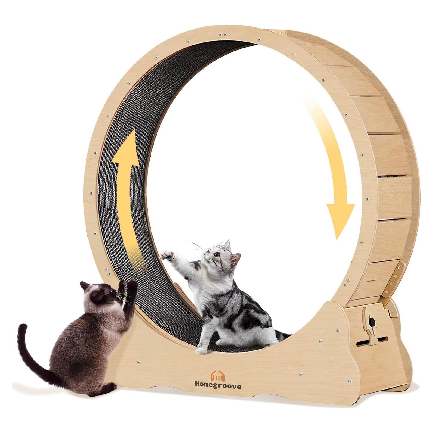 Rueda de Ejercicio para Gatos Homegroove 90 cm Madera Natural