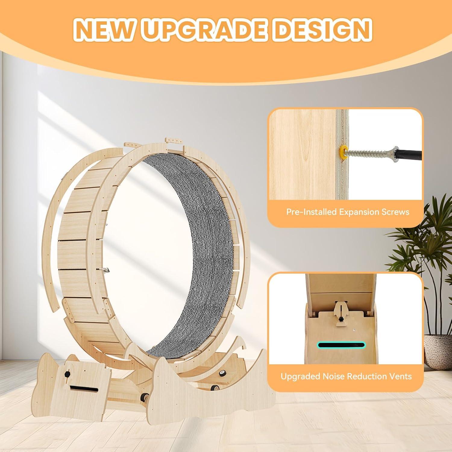 Rueda de Ejercicio para Gatos Homegroove 90 cm Madera Natural