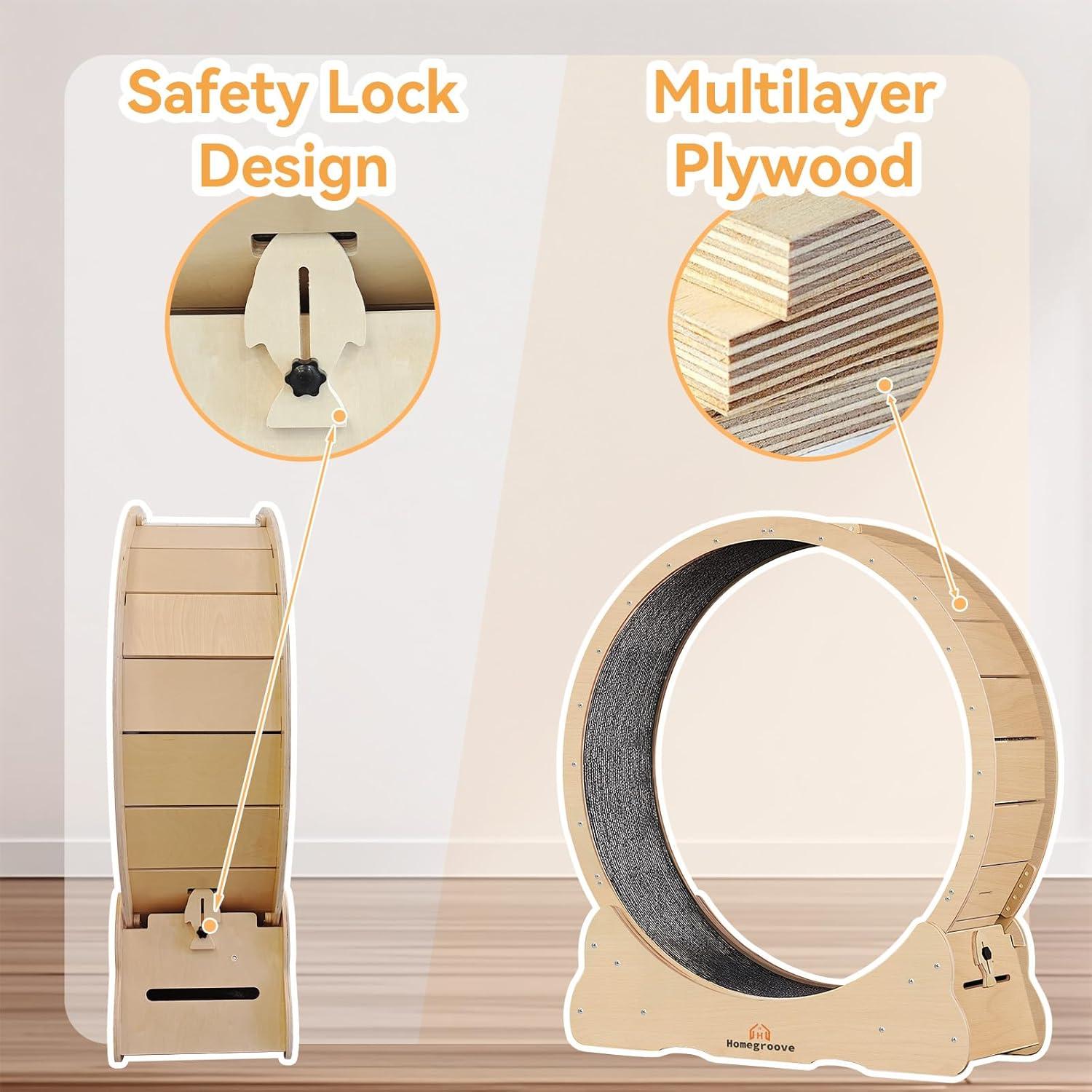 Rueda de Ejercicio para Gatos Homegroove 90 cm Madera Natural