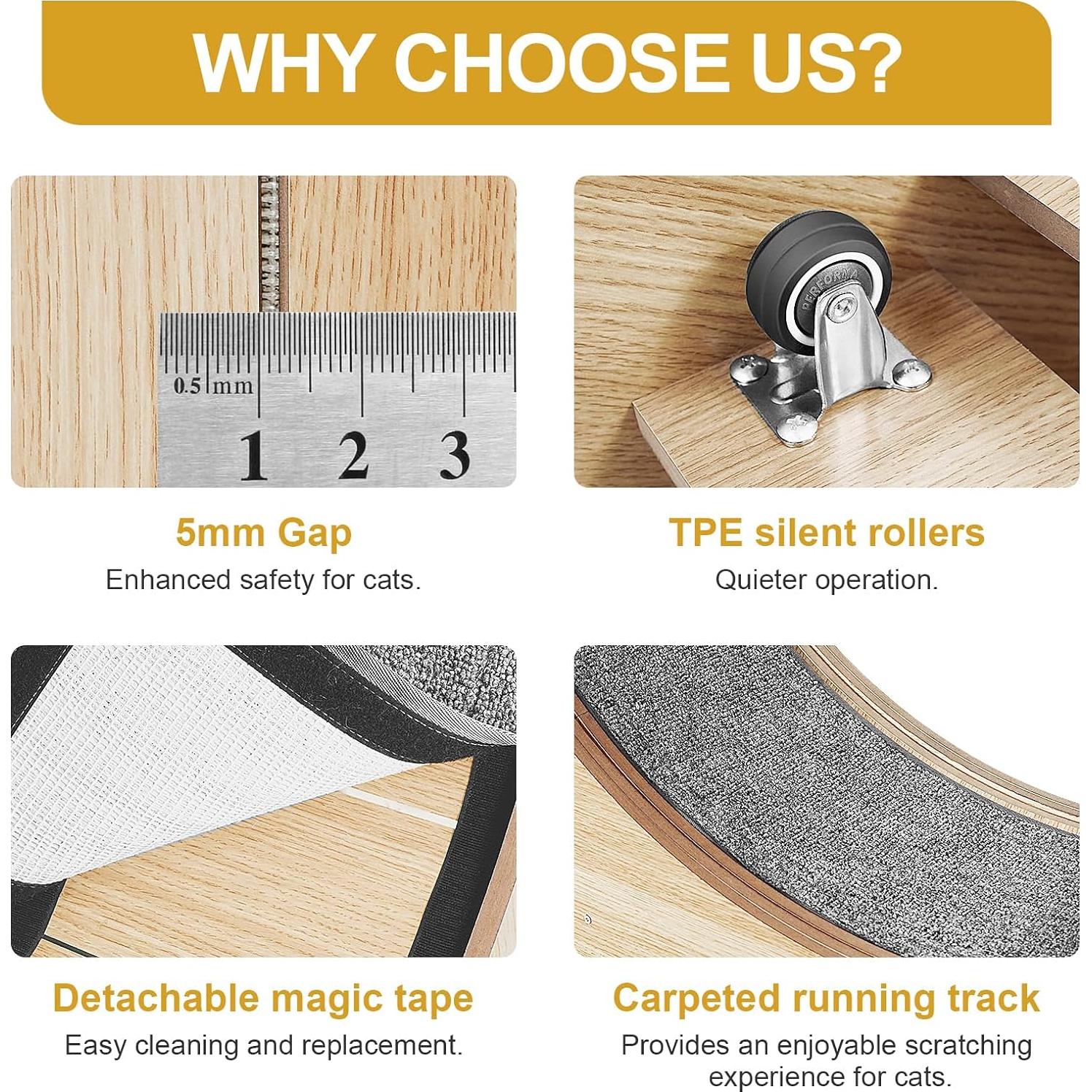 Rueda de Ejercicio para Gatos XL Naviconvex 114 cm Madera