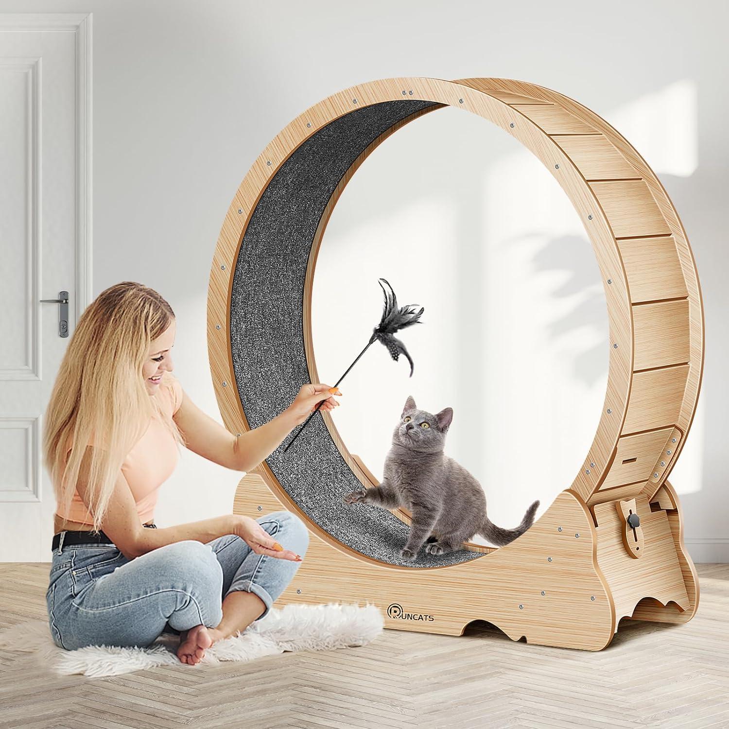 Rueda de Ejercicio para Gatos XL Naviconvex 114 cm Madera
