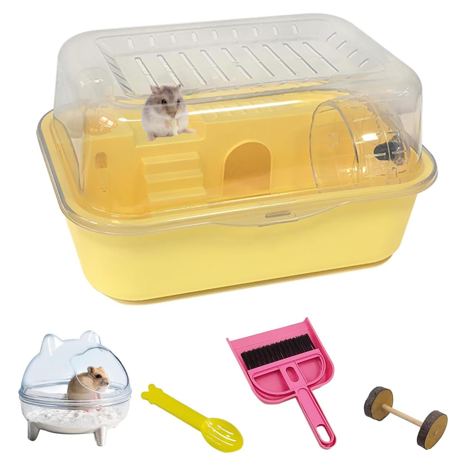 Jaula de Hámster Enano Hamiledyi Amarilla 35x25x18.5 cm