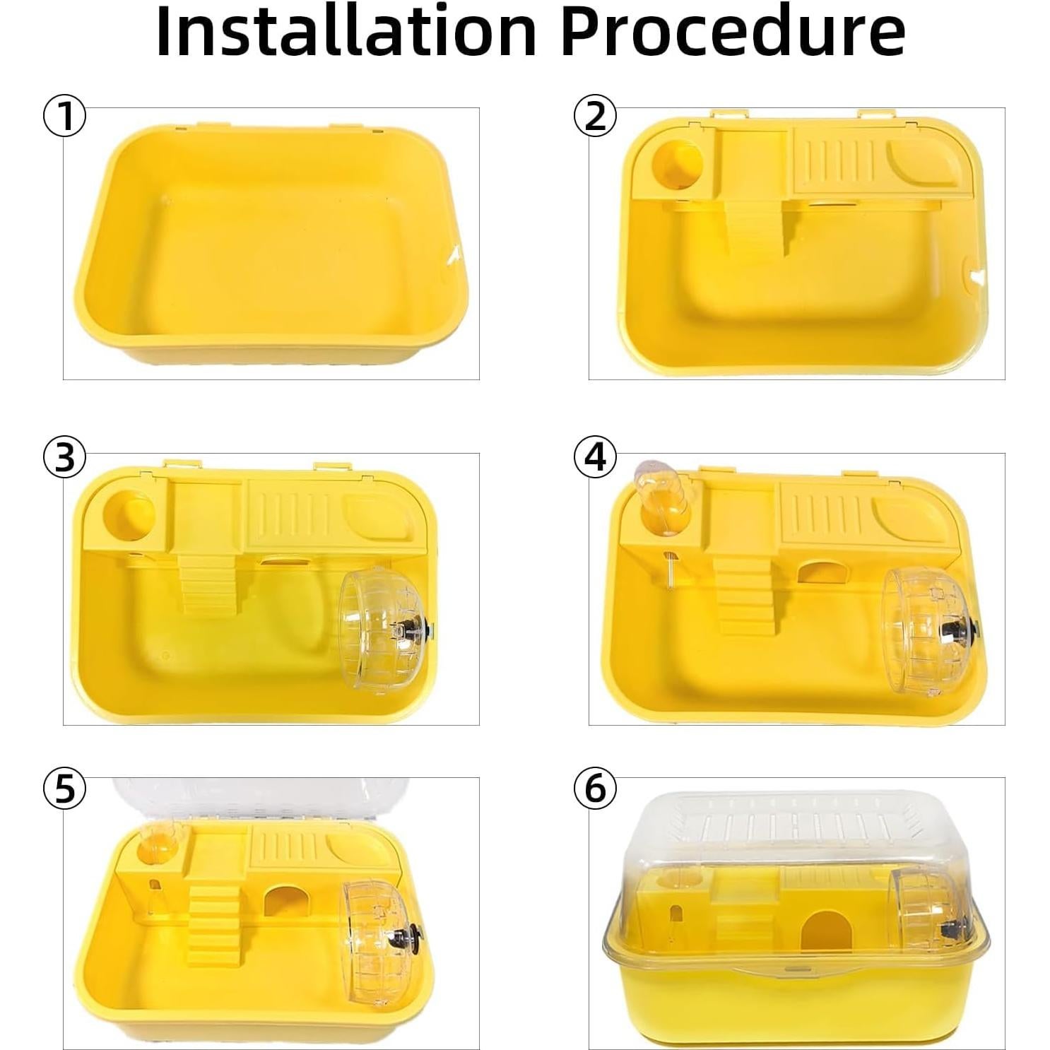 Jaula de Hámster Enano Hamiledyi Amarilla 35x25x18.5 cm