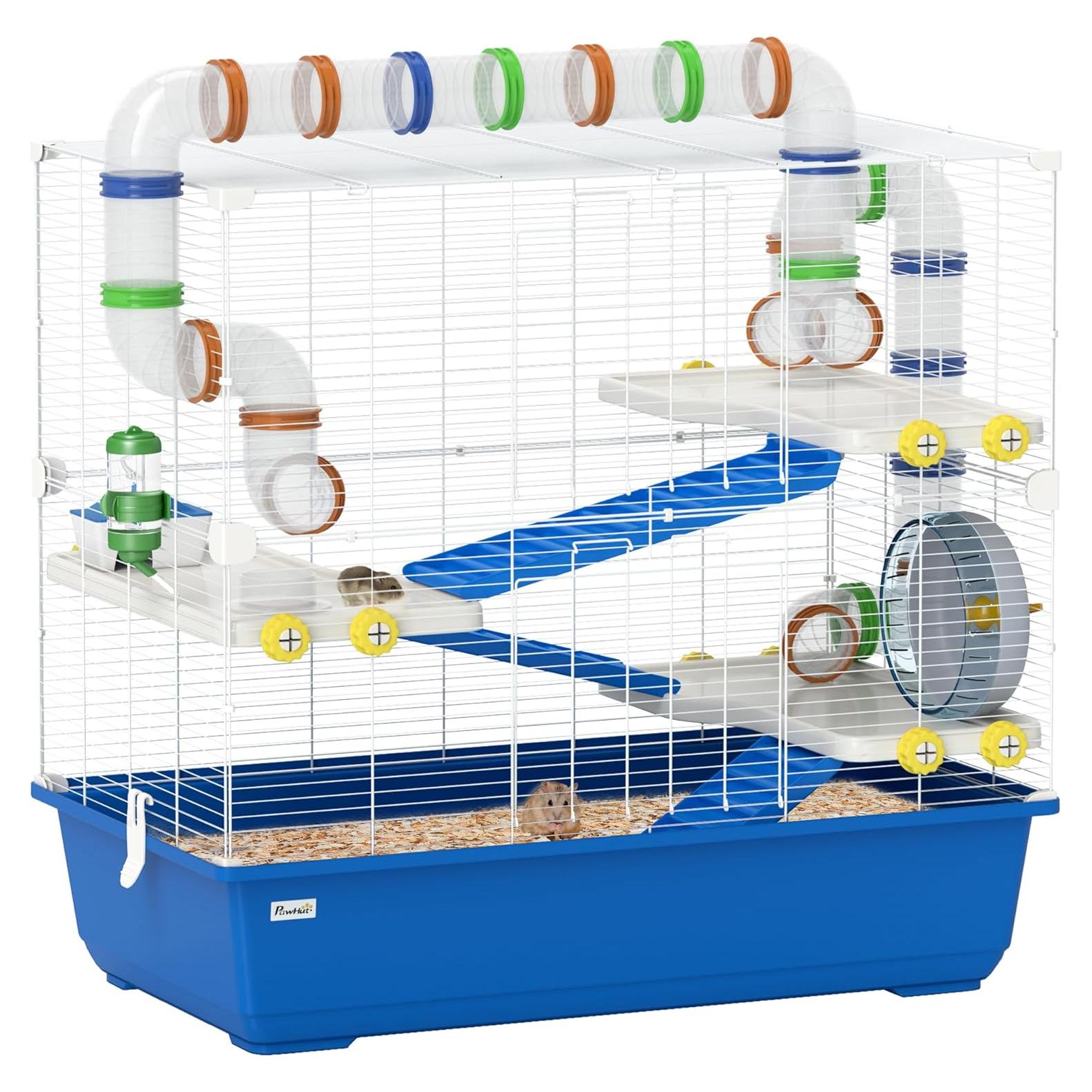 Jaula para Hámster PawHut 4 Niveles con Accesorios 77.9x45cm