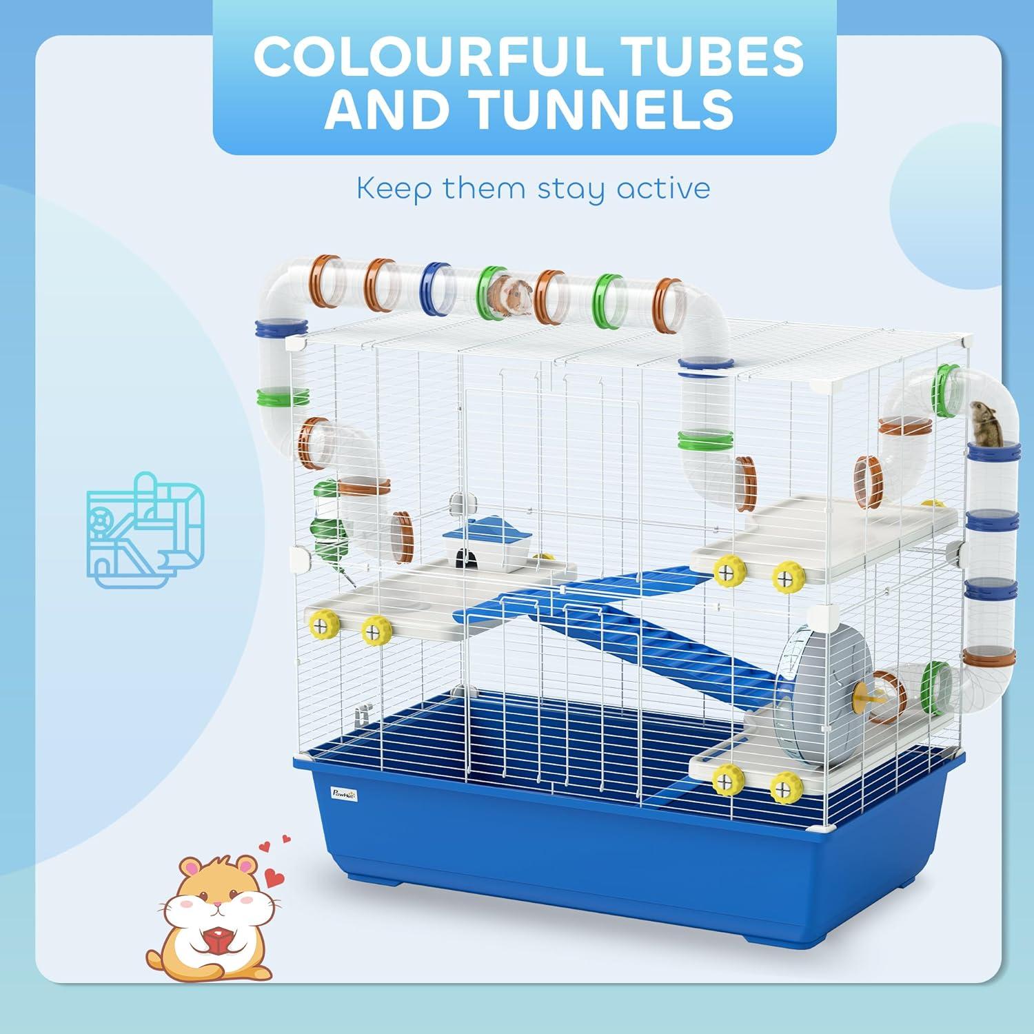 Jaula para Hámster PawHut 4 Niveles con Accesorios 77.9x45cm
