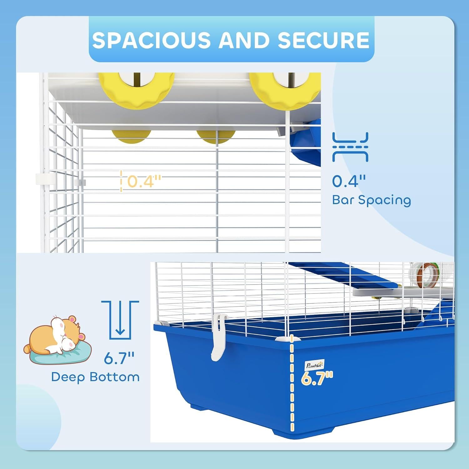 Jaula para Hámster PawHut 4 Niveles con Accesorios 77.9x45cm