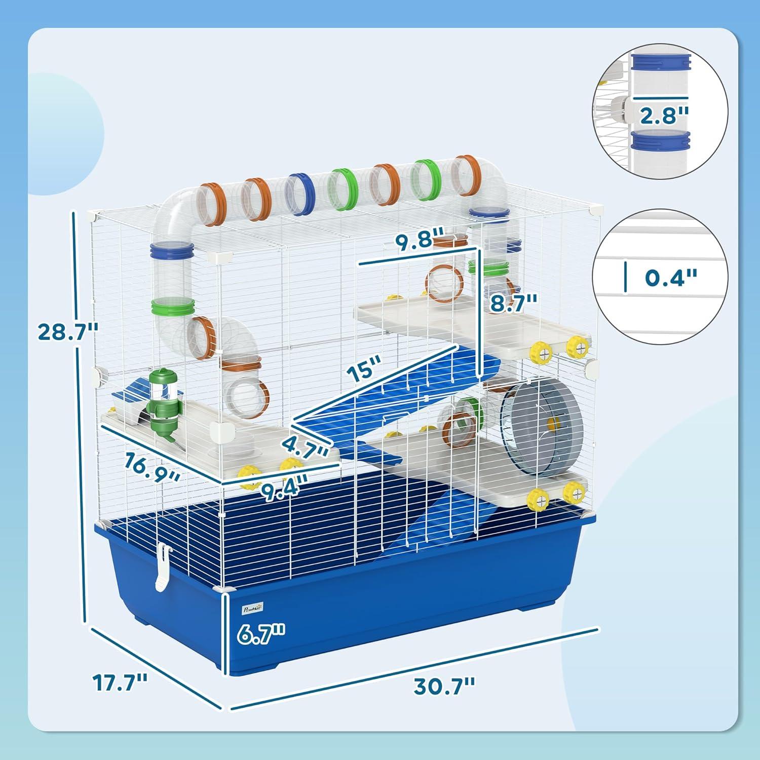 Jaula para Hámster PawHut 4 Niveles con Accesorios 77.9x45cm