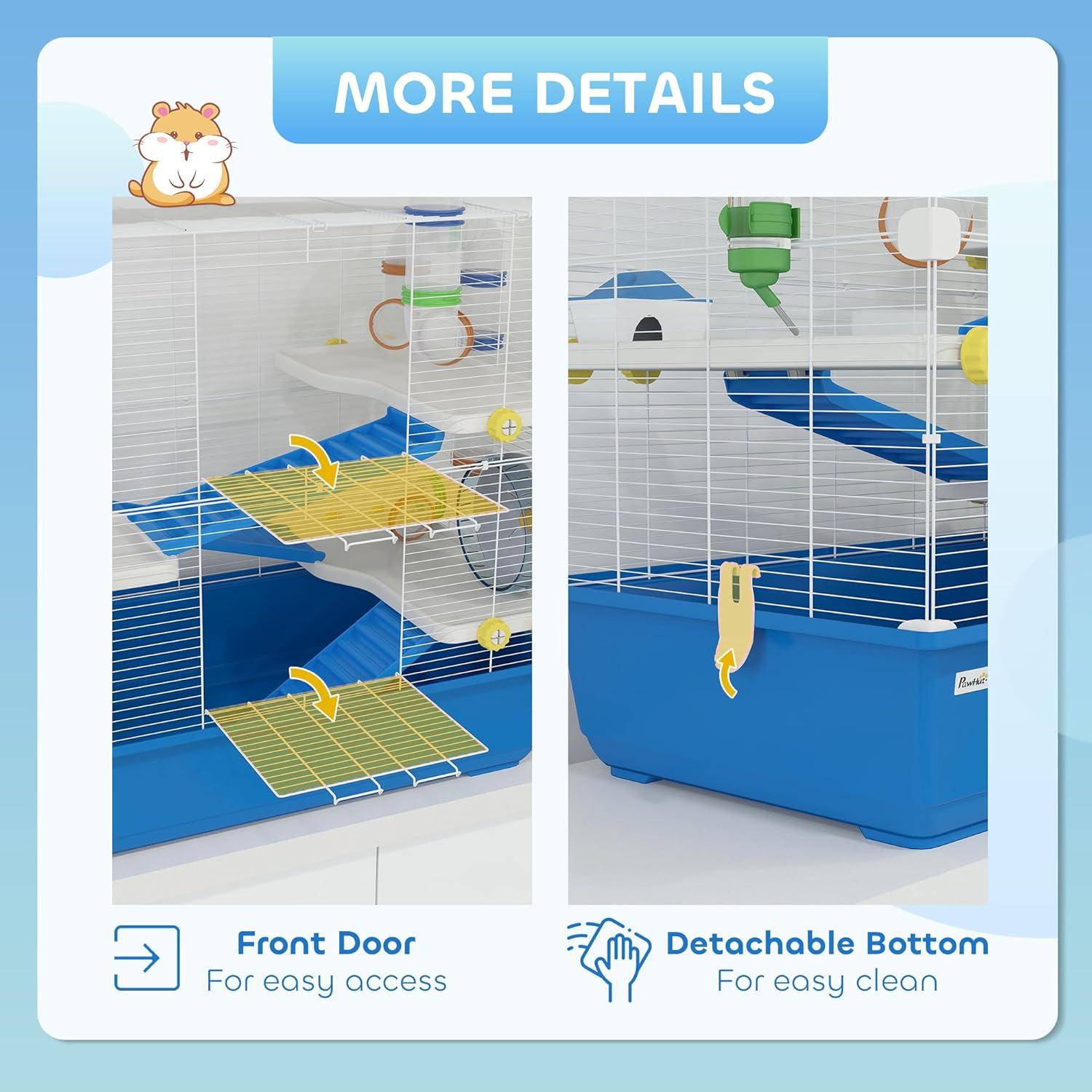 Jaula para Hámster PawHut 4 Niveles con Accesorios 77.9x45cm