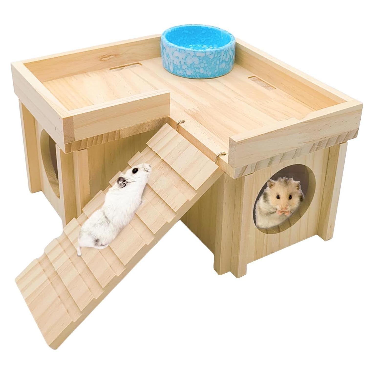 Casa de Madera para Hámster Acsist-us con Escalera 20x20x12cm