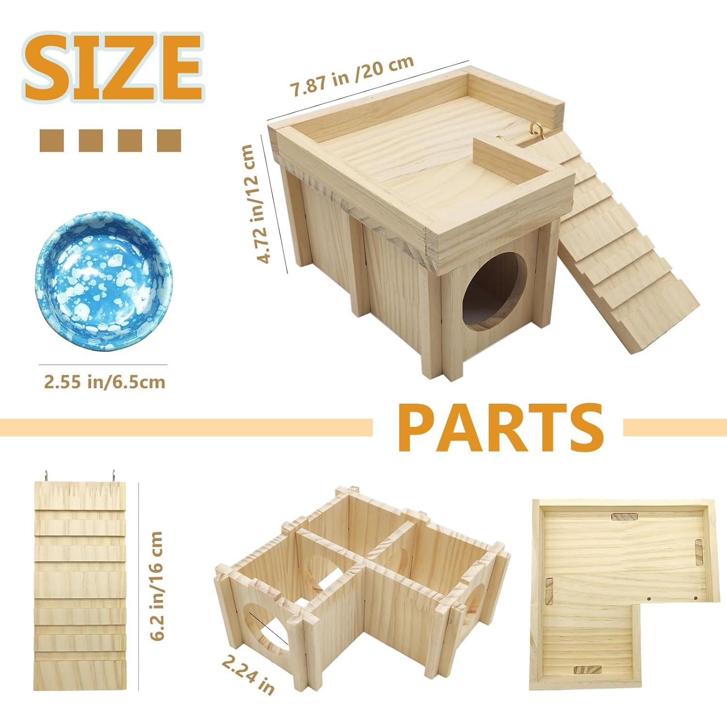 Casa de Madera para Hámster Acsist-us con Escalera 20x20x12cm