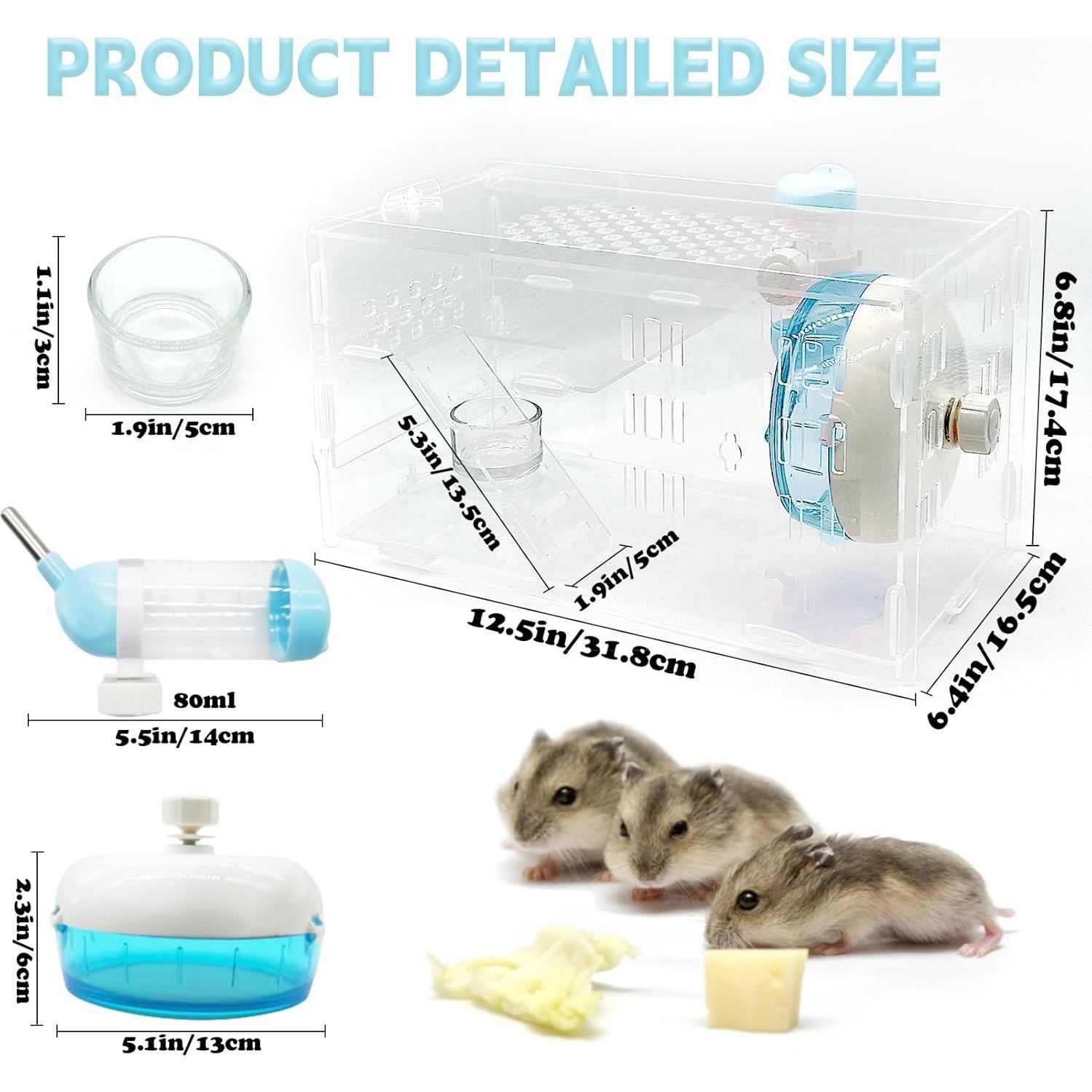 Jaula para Hámster Enano Kathson Acrílica Azul 31.75x16.5x17.4cm